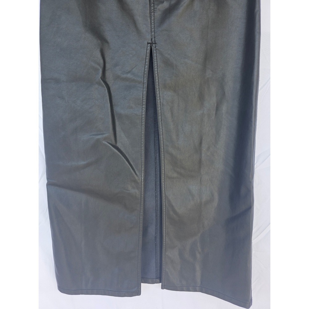 Free People City Slicker Vegan Leather Maxi Skirt Black High Back Slit SZ 2 NWT - Picture 13 of 13
